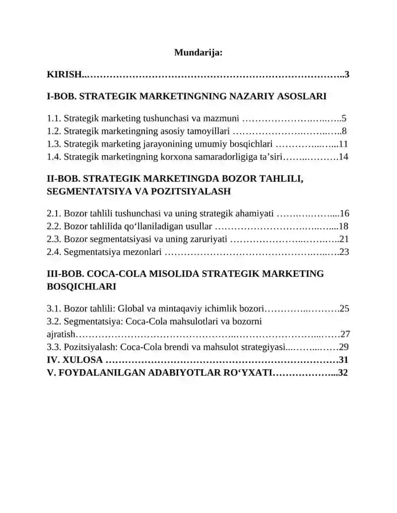 Strategik marketingning asosiy bosqichlari: bozor tahlili, segmentatsiya, pozitsiyalash 2