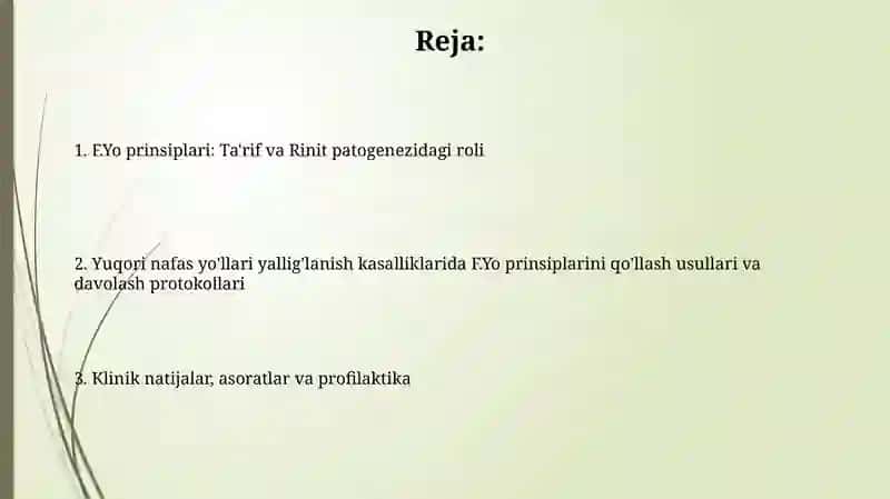 Yuqori nafas yo’llari yallig’lanish kasalliklarida (rinit) F. Yo tamoillari 2