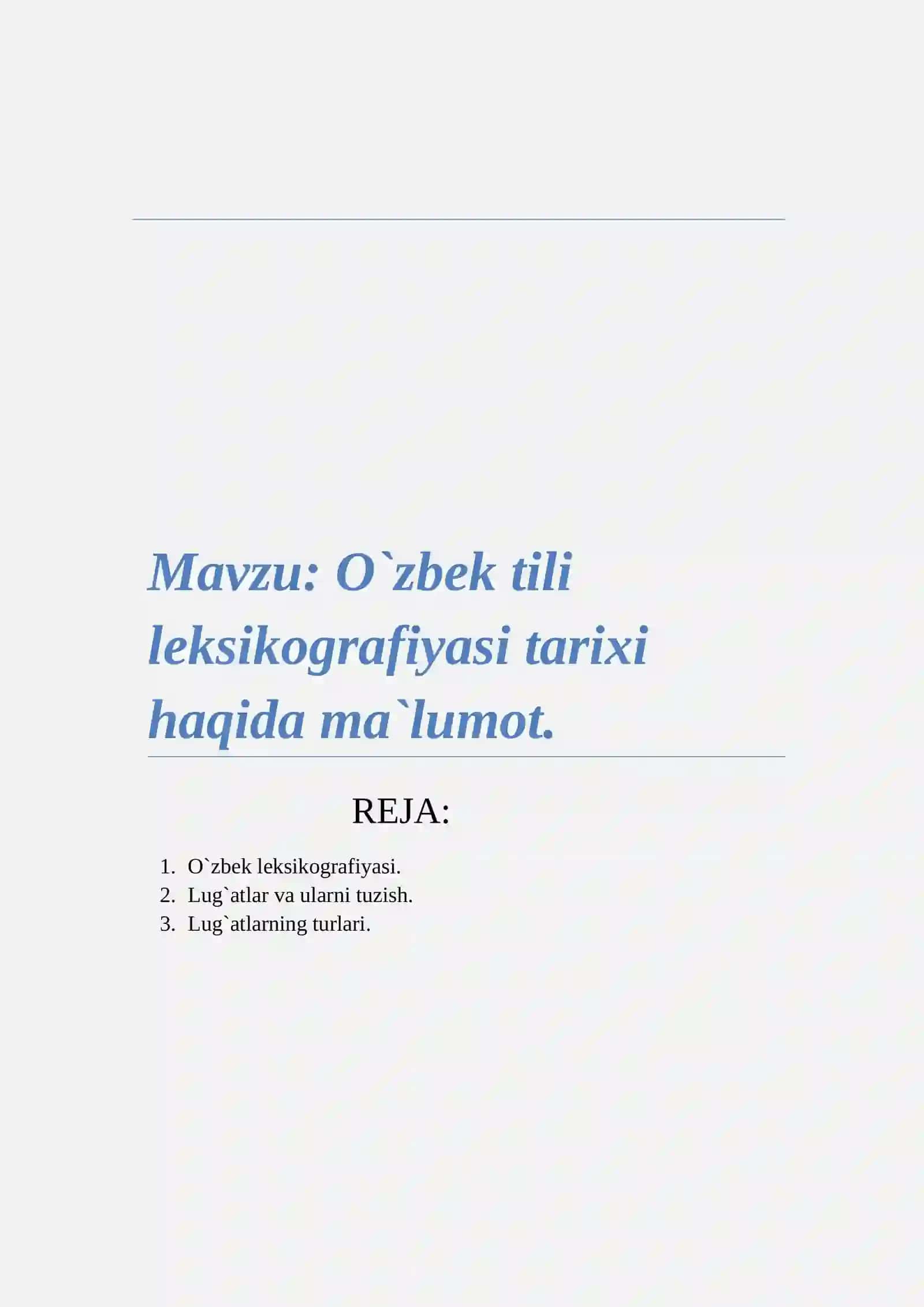 O`zbek tili leksikografiyasi tarixi haqida ma`lumot 2