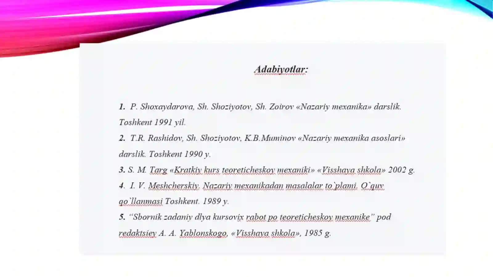 JIsmlarning og`irlik markazini aniqlash usullari 2