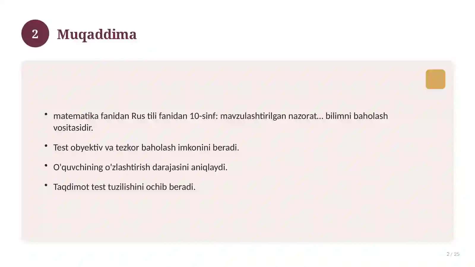 Rus tili fanidan 10-sinf: mavzulashtirilgan nazorat ishi va tahlil 2