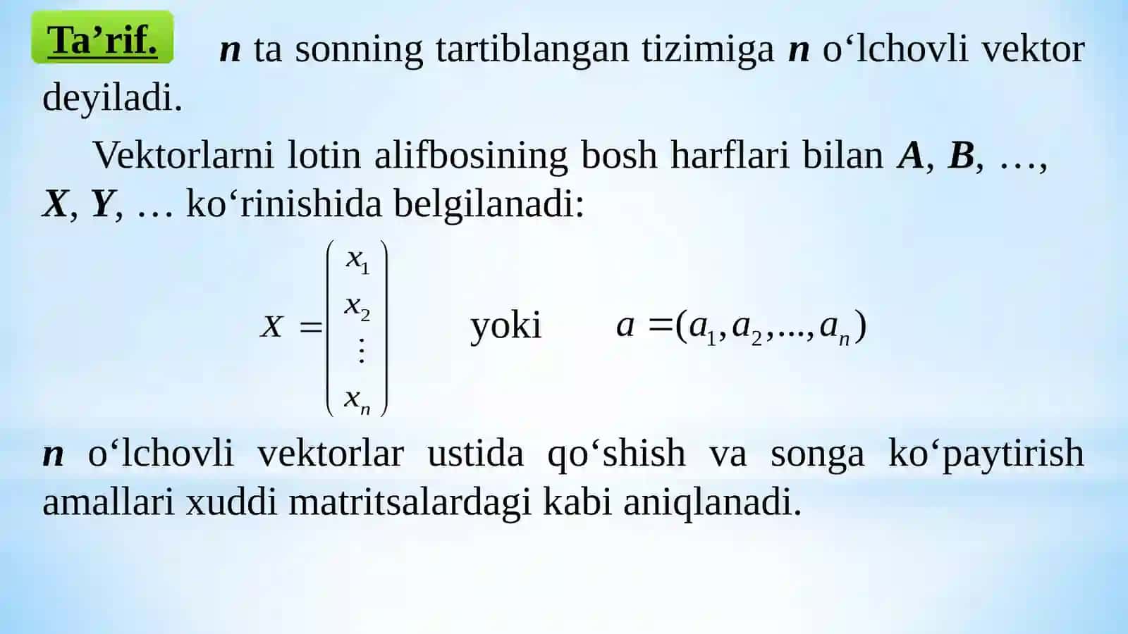 Arifmetik vektor fazo 2