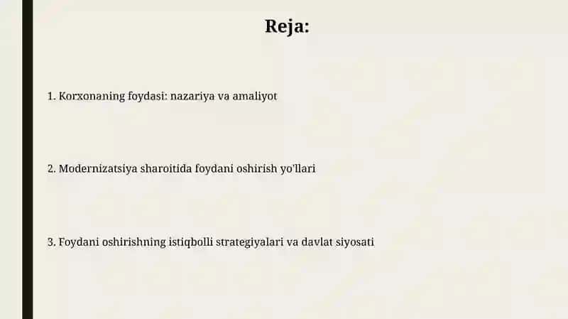 O'zbekiston korxona foydasining roli modernizatsiya jarayonida 2