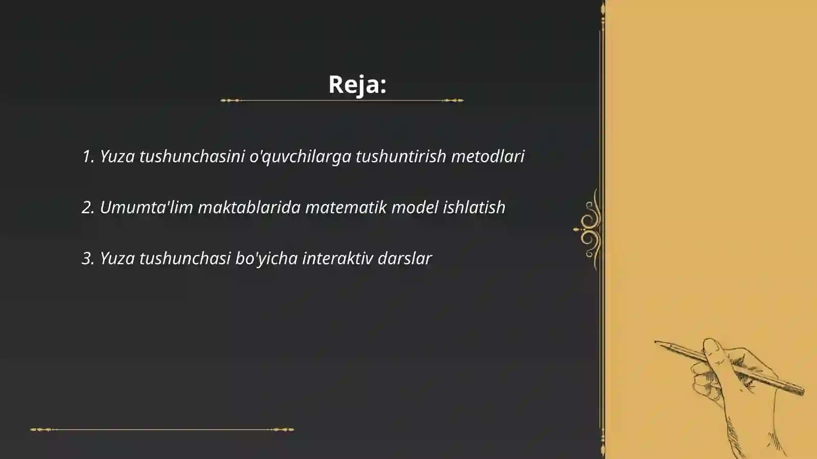 Yuza tushunchasini o'quvchilarga tushuntirish metodlari 2