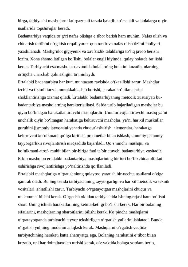 Ertalabki badantarbiya metodik xususiyati. Yarim va butun tonlar. 2
