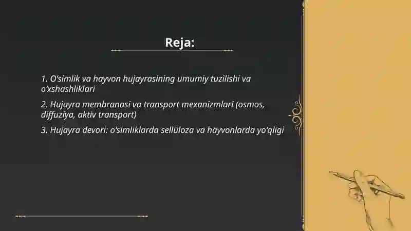 O’simlik va hayvon hujayralari o’xshashligi va farqi 2