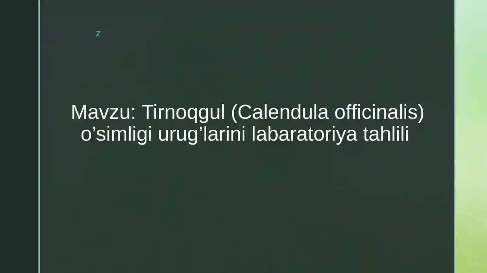 Tirnoqgul (Calendula officinalis) o’simligi urug’larini labaratoriya tahlili 2