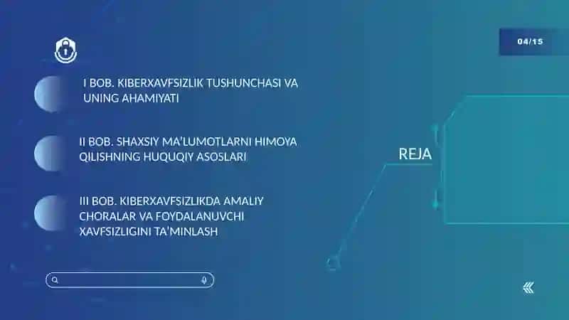 Kiberxavfsizlik asoslari shaxsiy ma'lumotlarni himoya qilish 2
