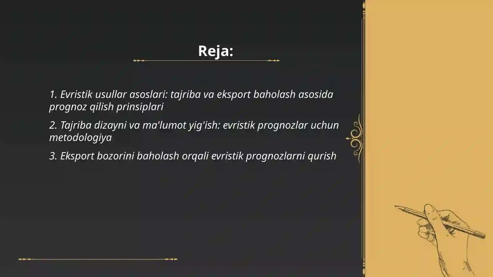 Evristik usullar: tajriba va eksport baholash asosida prognoz 2