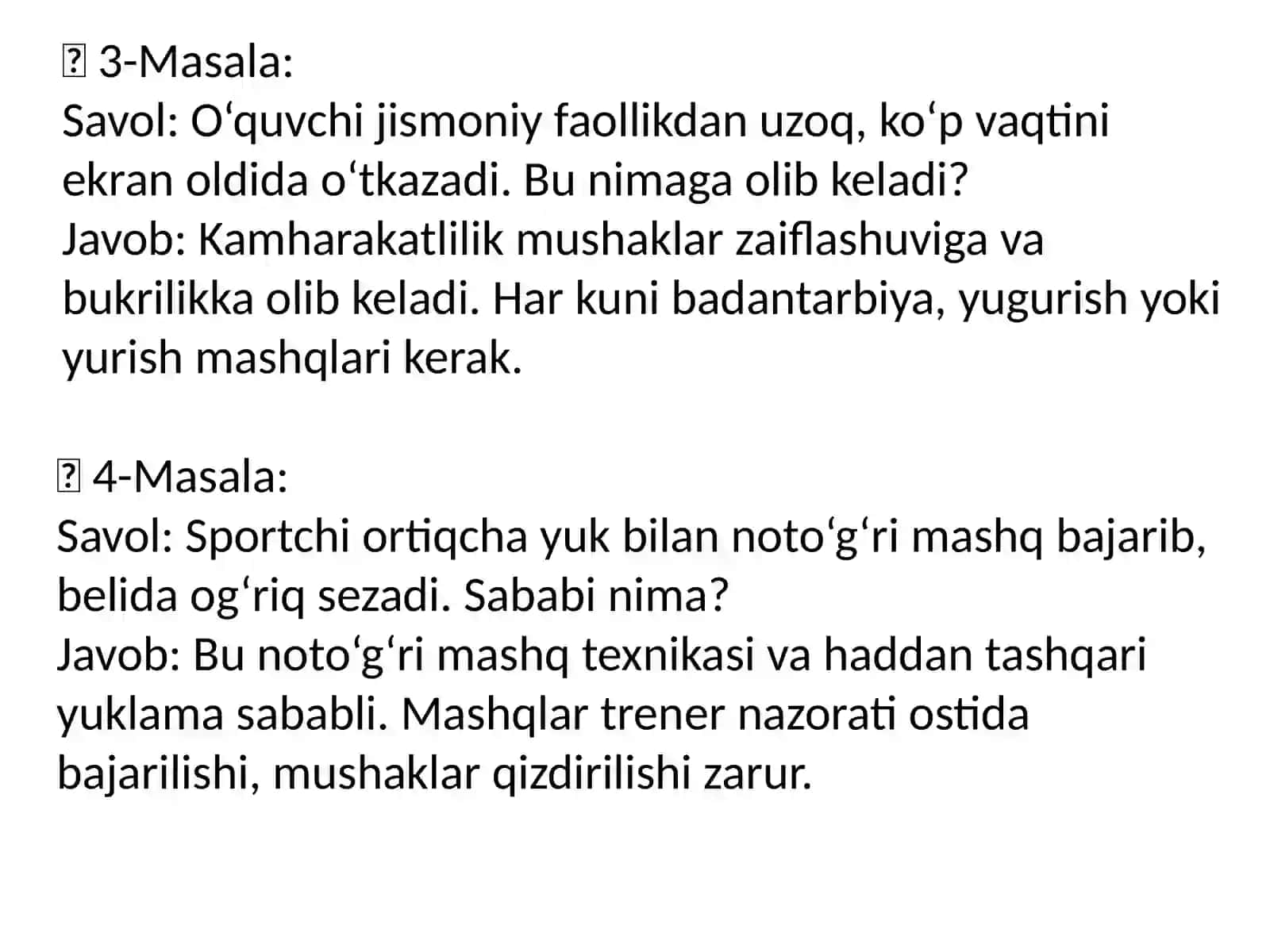 O‘quvchi qomati va salomatligi 2