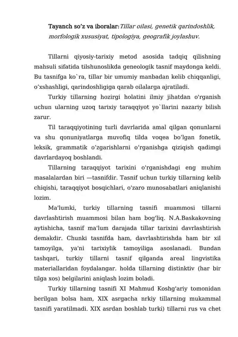 DUNYO HILLARI TASNIFI VA TURKIY TILLAR OILASI 2