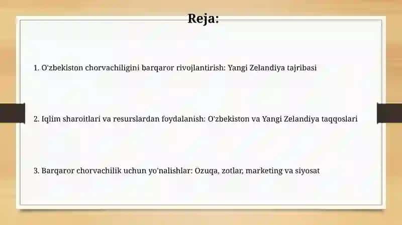 O'zbekiston chorvachiligini barqaror rivojlantirish 2
