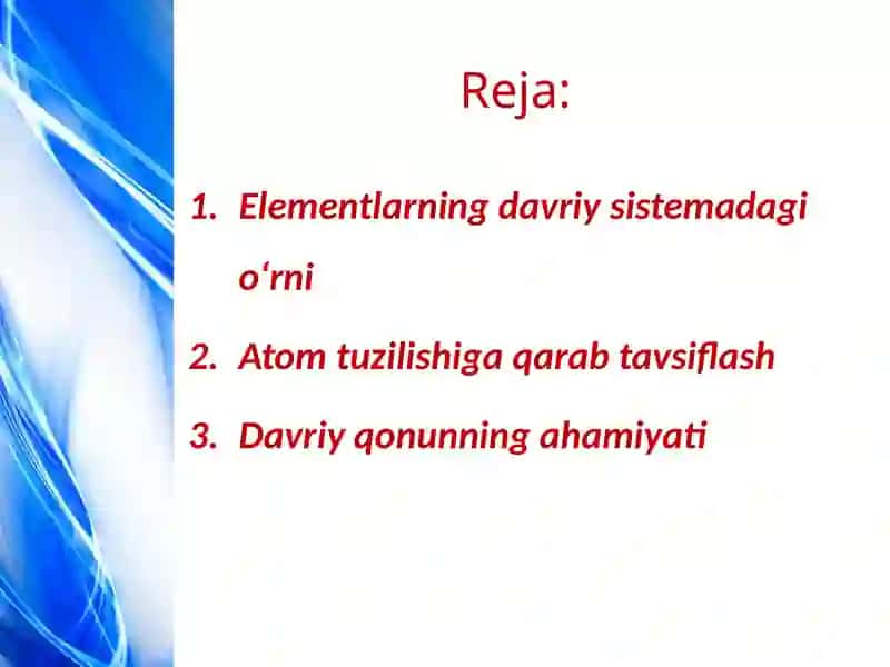 Elementlarning davriy sistemadagi o'rn va atom tuzilishi 2