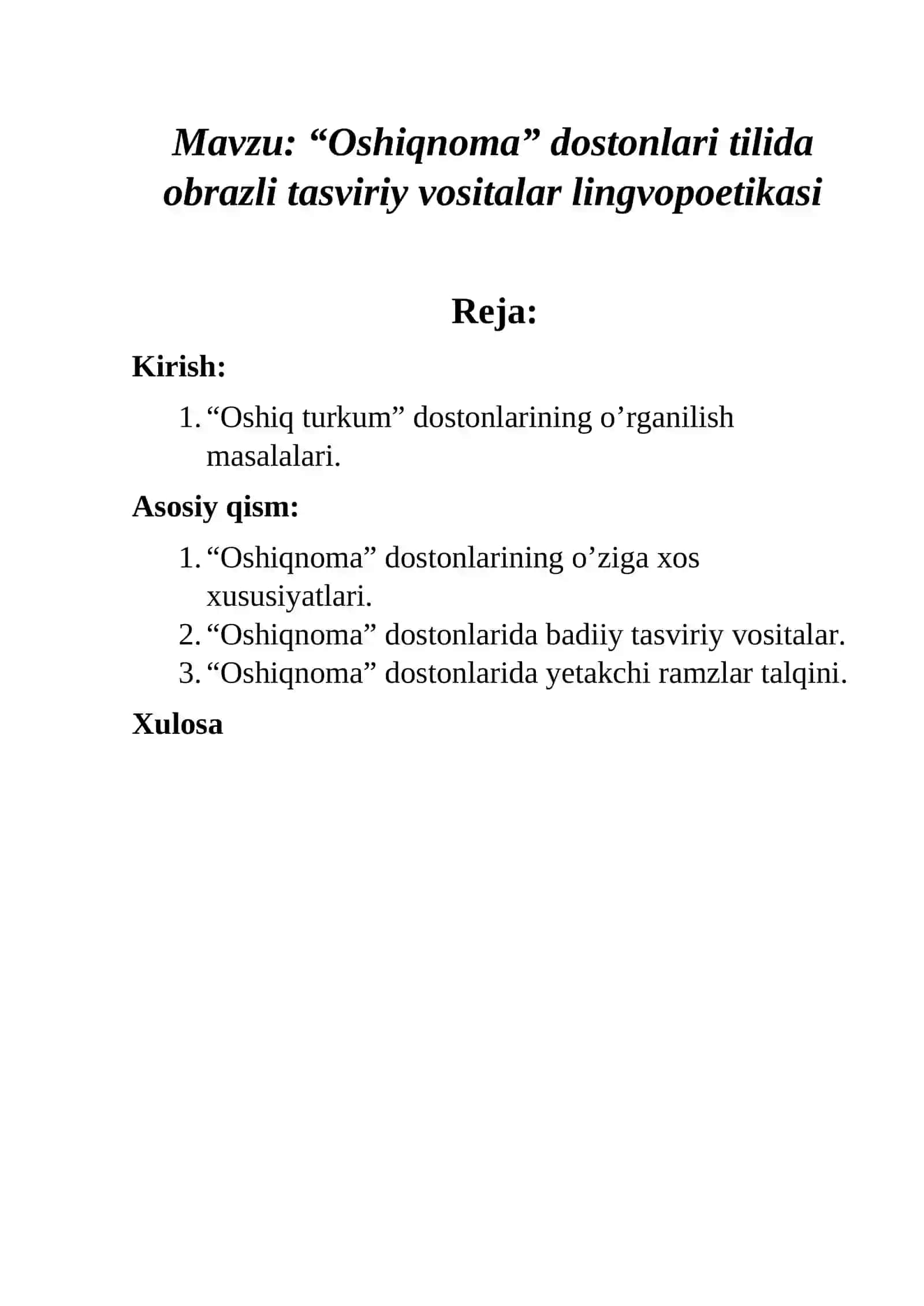“Oshiqnoma” dostonlari tilida obrazli tasviriy vositalar lingvopoetikasi 2