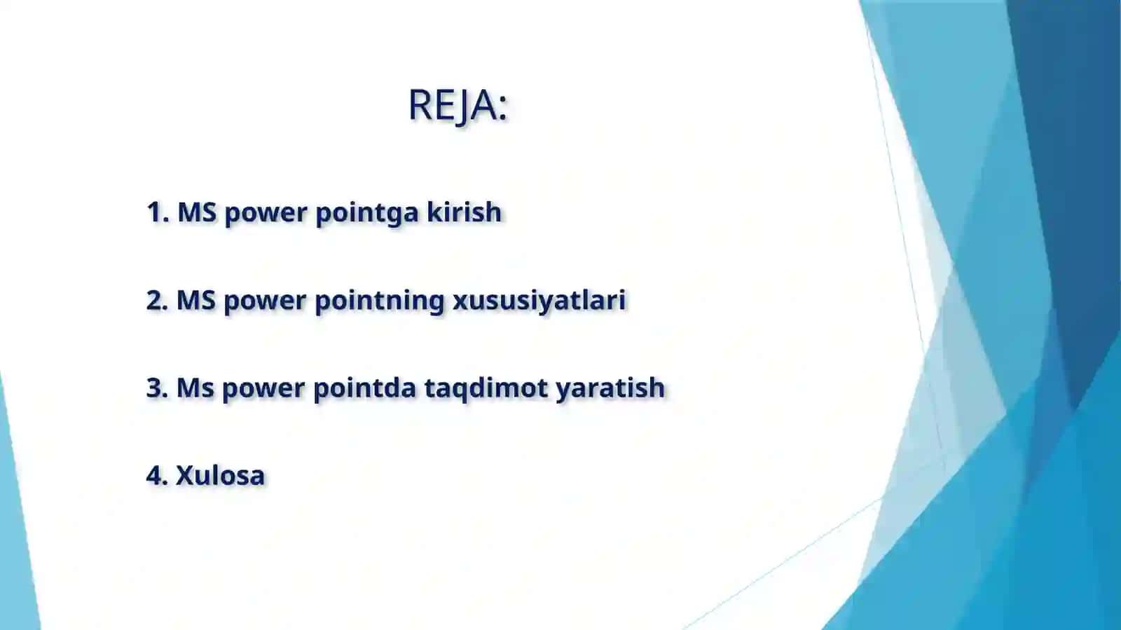 POWER POINTDA O’RGATUVCHI INTERAKTIV TAQDIMOTLAR YARATISH 2