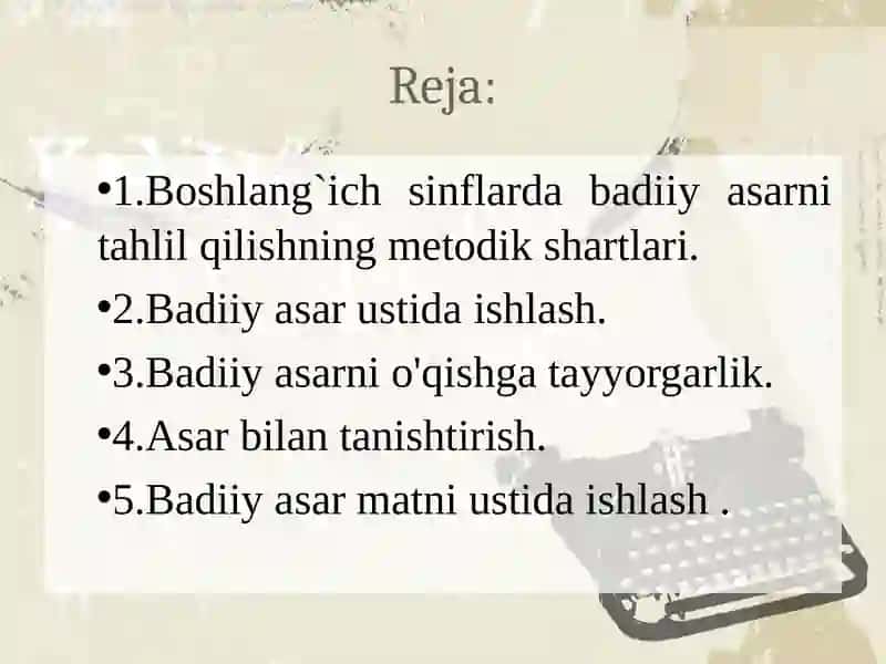 Boshlang'ich sinflarda badiiy asarni tahlil qilish 2