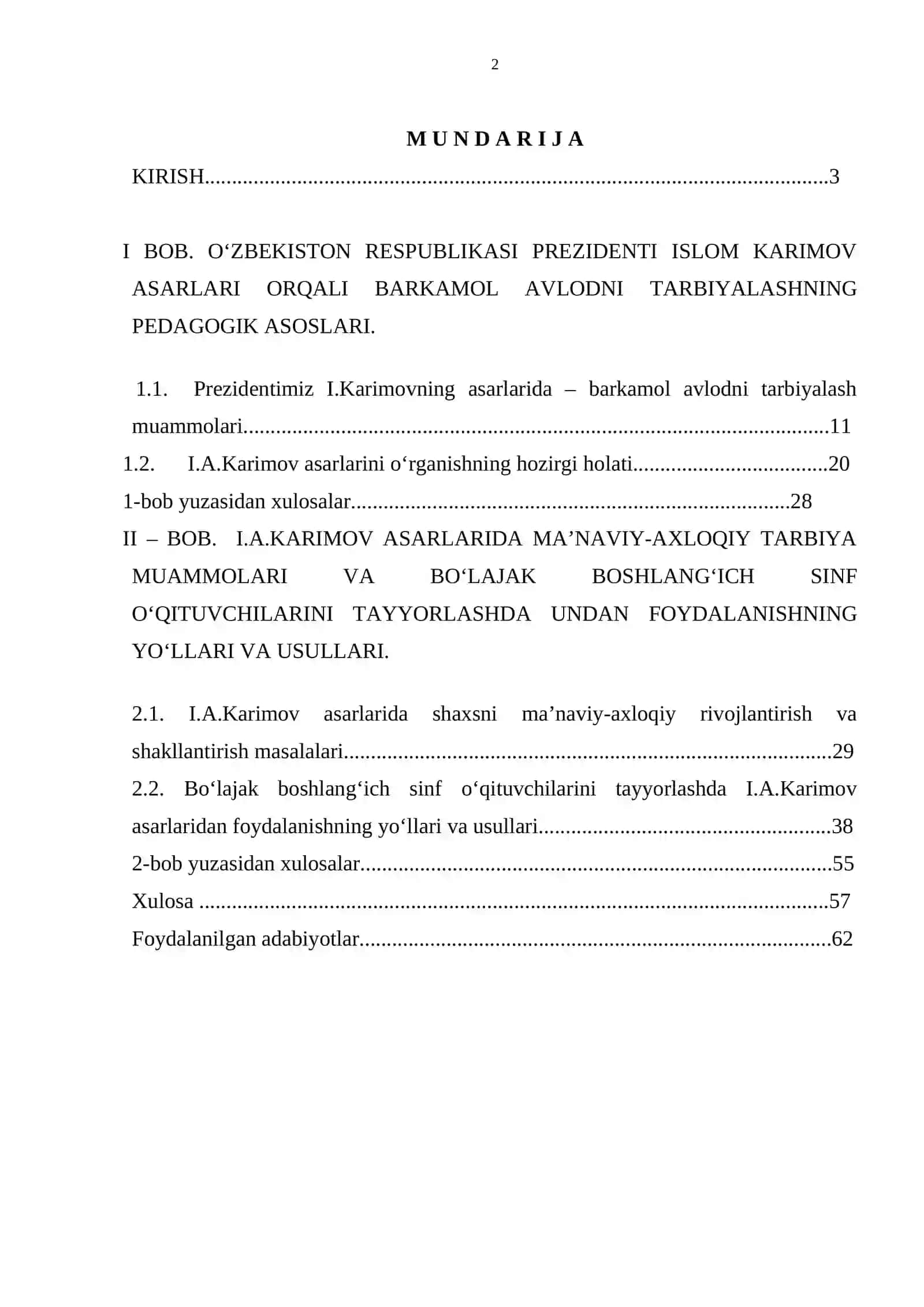 «PREZIDENT ISLOM KARIMOV ASARLARI – BARKAMOL AVLOD TARBIYASINING NAZARIY ASOSI SIFATIDA (BOSHLANG‘ICH SINF O‘QITUVCHILARINI TAYYORLASH TIZIMI MISOLIDA.) (Qarshi shahridagi 39 – umumiy o‘rta ta’lim maktabi misolida) » 2