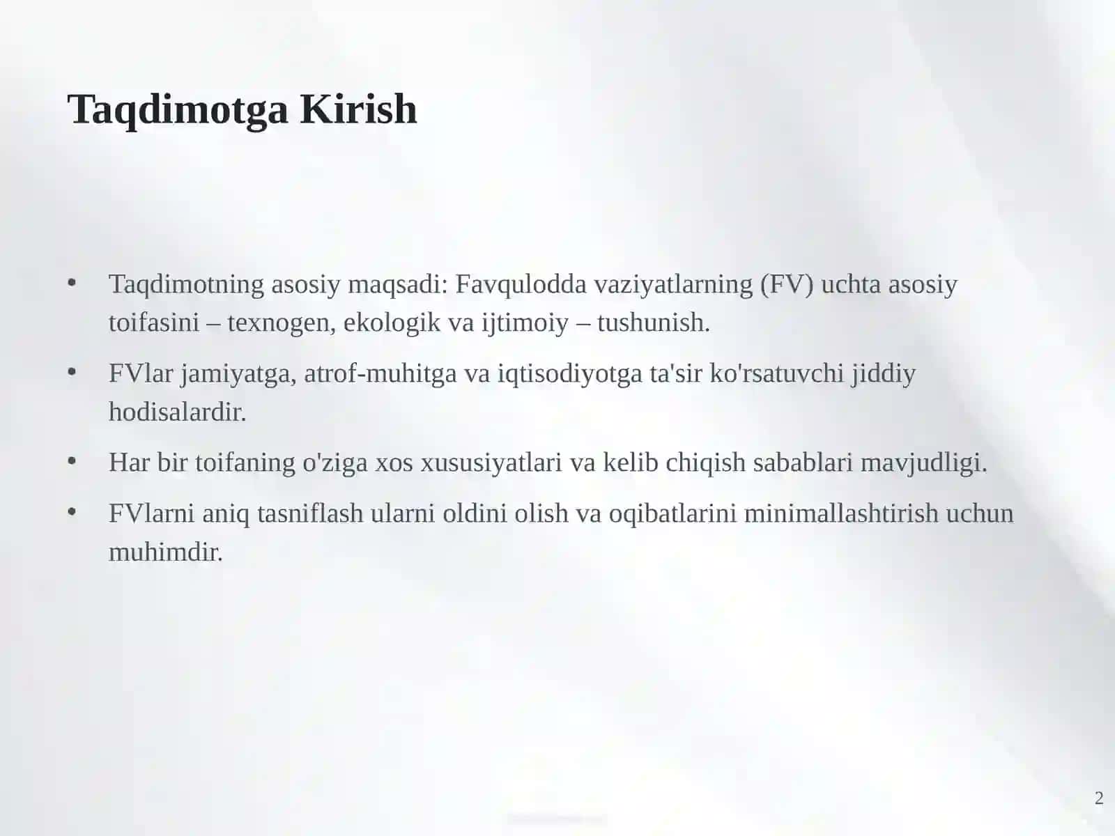 Favqulodda Vaziyatlar: Texnogen, Ekologik va Ijtimoiy Tahlil 2