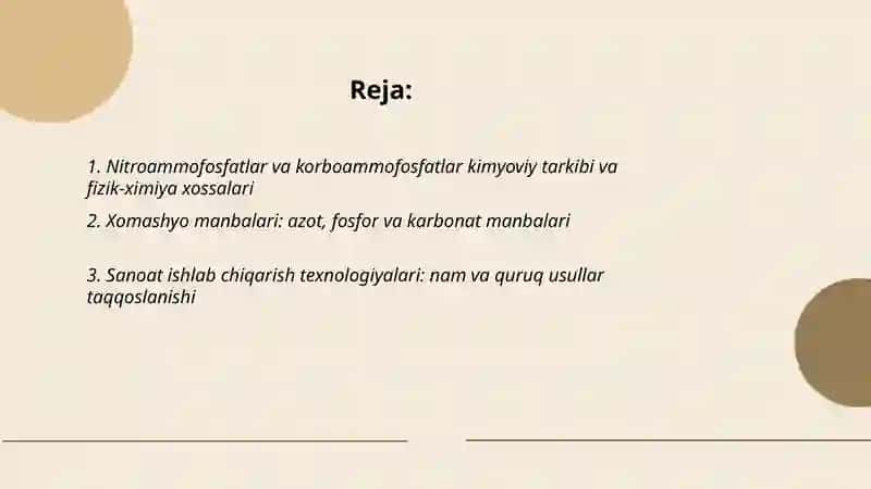 Nitroammofosfatlar va korboammofosfatlar ishlab chiqarish 2