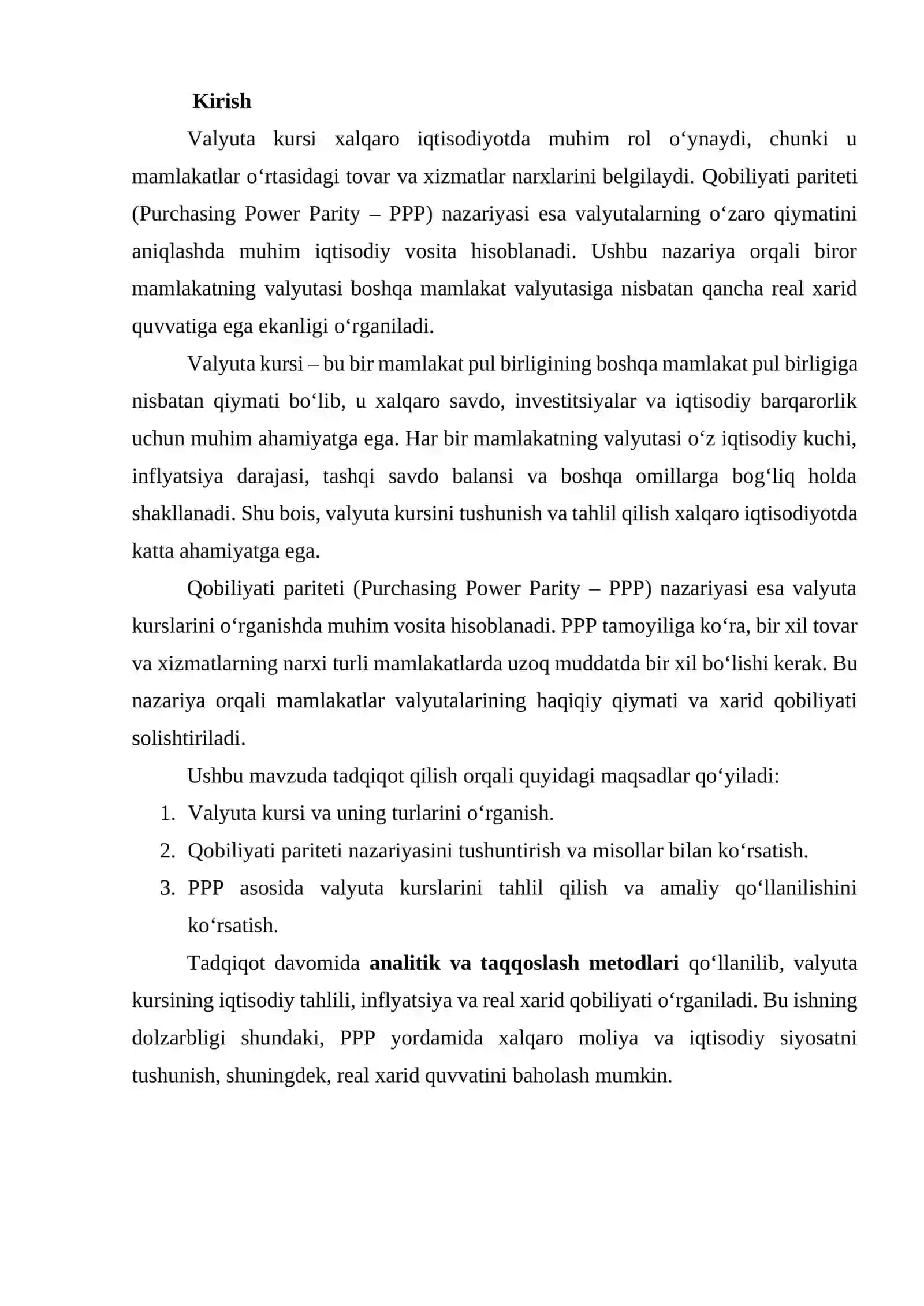 Valyuta Kursining Qobiliyati Pariteti (Purchasing Power Parity - PPP) 2