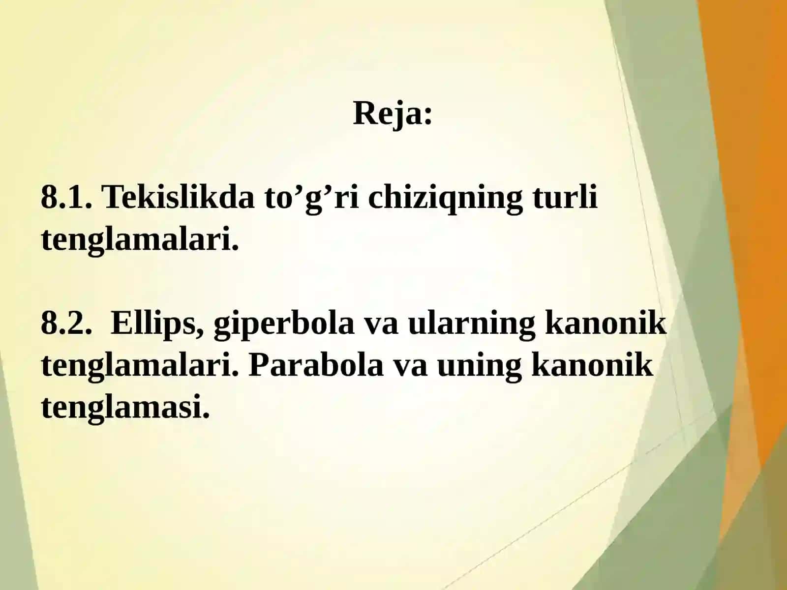 ANALITIK GEOMETRIYA ELEMENTLARI 2