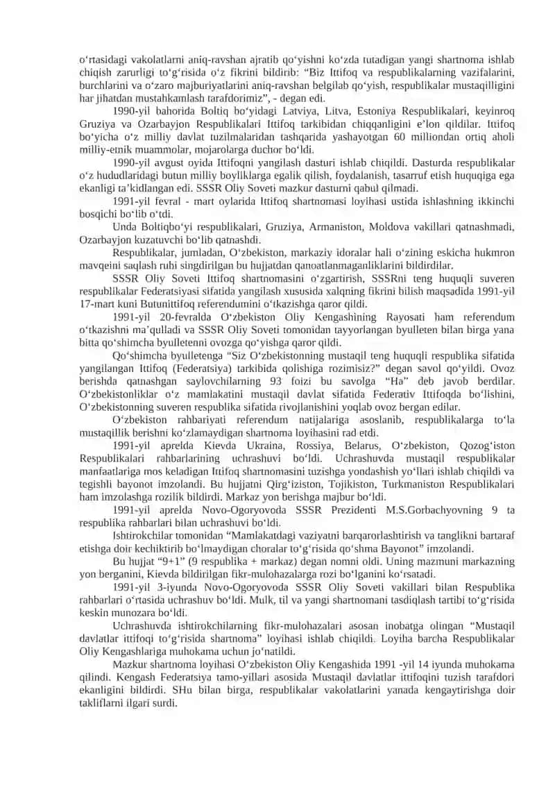 Mustaqil O'zbekiston Respublikasining Tashkil Topishi va Tarixiy Ahamiyati 2