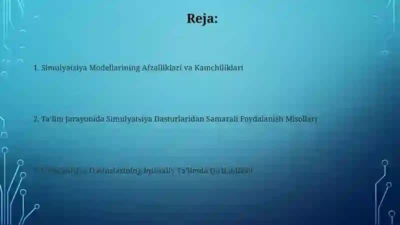 Simulyatsiya Dasturlaridan Foydalanish 2