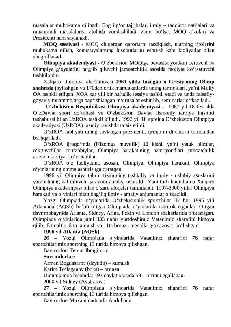 O‘zbekistonda Olimpiya harakatini boshqarilishi 2
