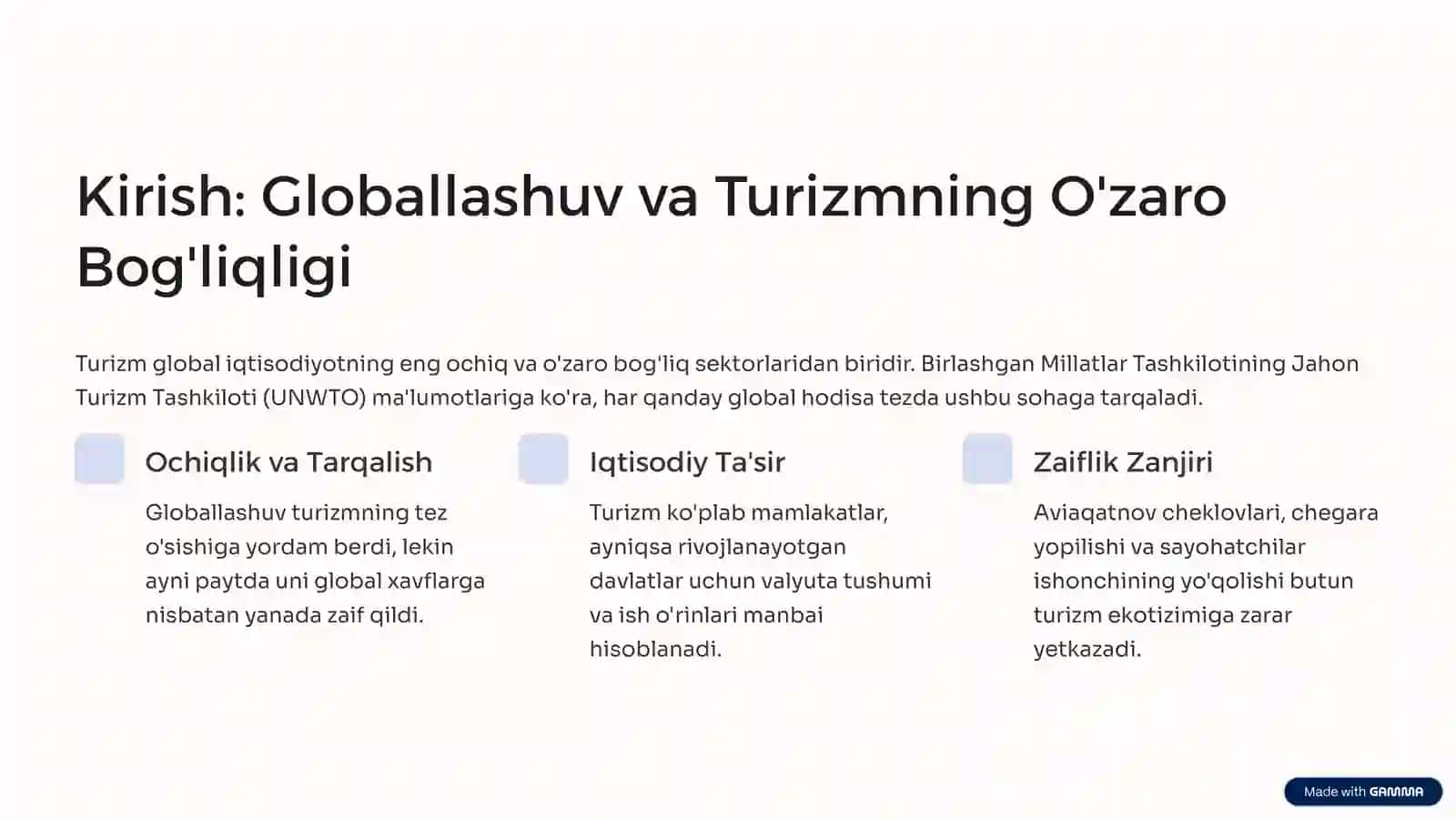 Turizm Iqtisodiyotga Global Muammolarning Ta'siri 2