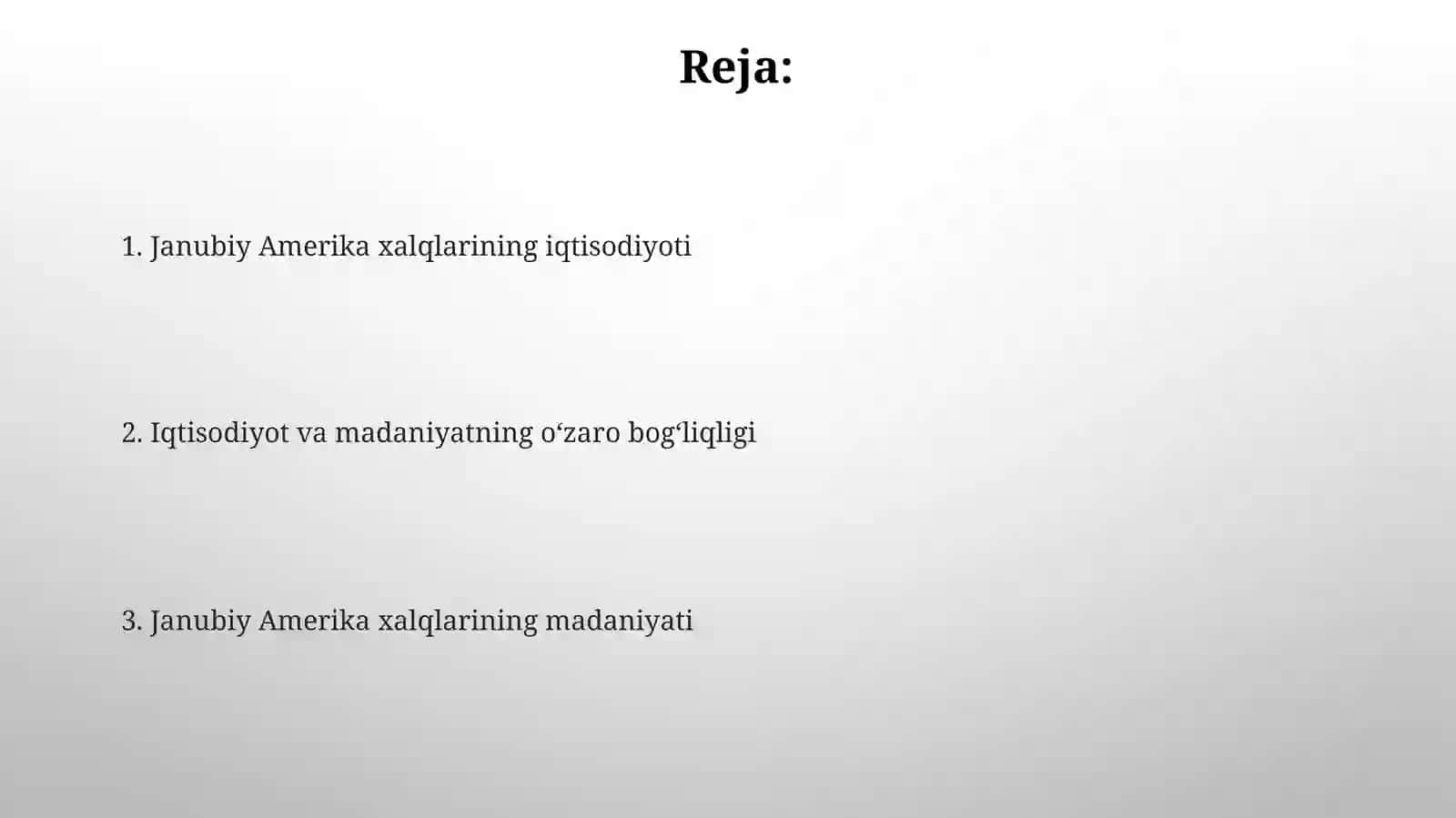 Janubiy Amerika xalqlarining iqtisodiyoti va madaniyati 2