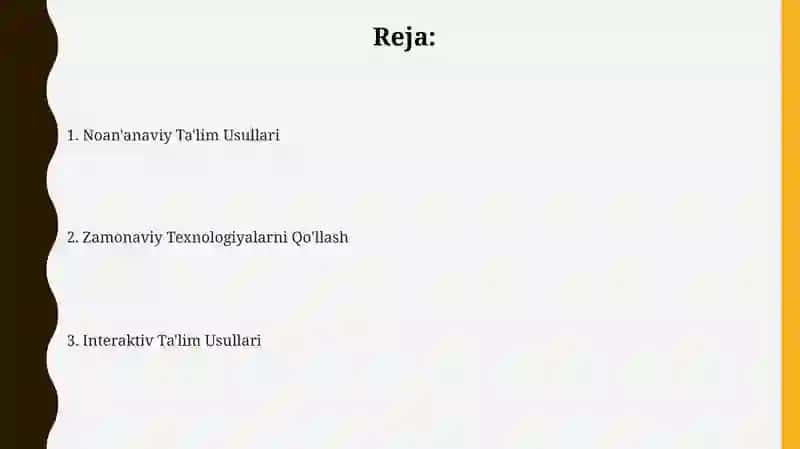 Ta'limning noananaviy usullari. O'qitishning interfaol usullari 2