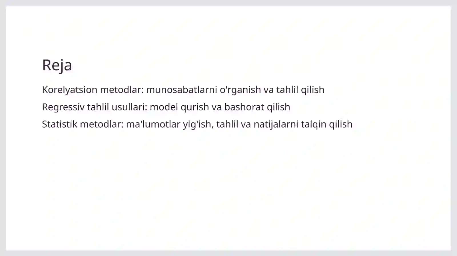 Statistik korelyatsion va regressiv tahlil metodlari 2