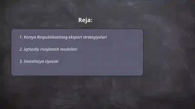 Koreya Respublikasi iqtisodiy siyosati 2