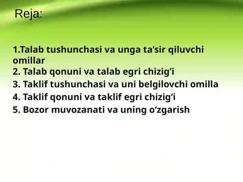 Talab va taklif nazariyasi 2