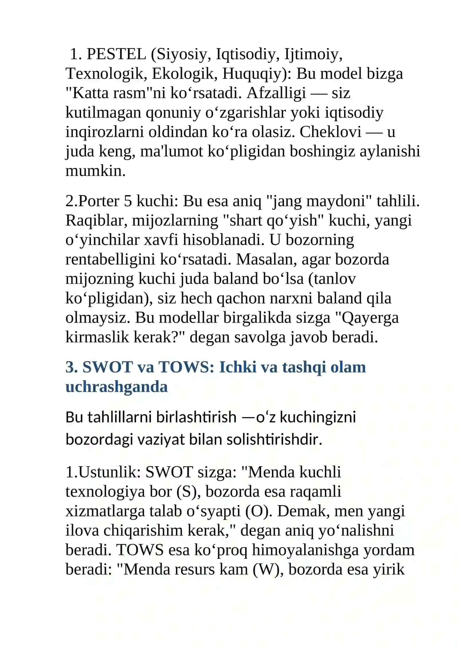 Ichki muhit: Korxonaning "yuragi" va strategik ustunliklar 2