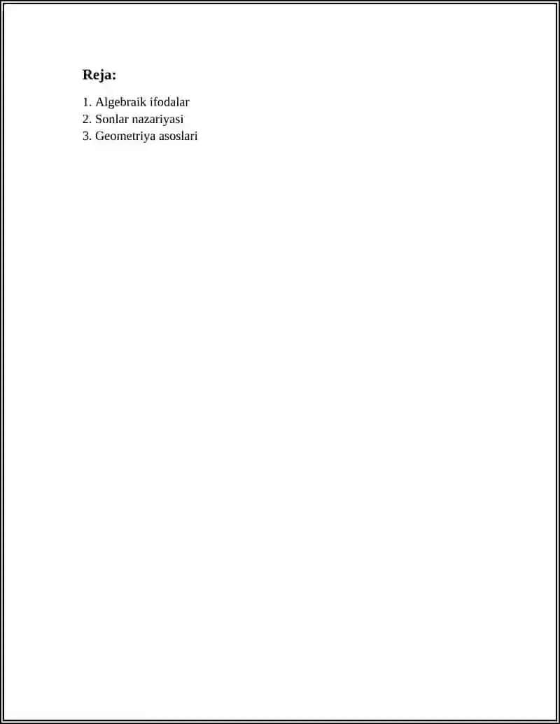 MS ACCESSDA MATEMATIK AMALLAR BAJARISH MUSTAQIL ISH 2