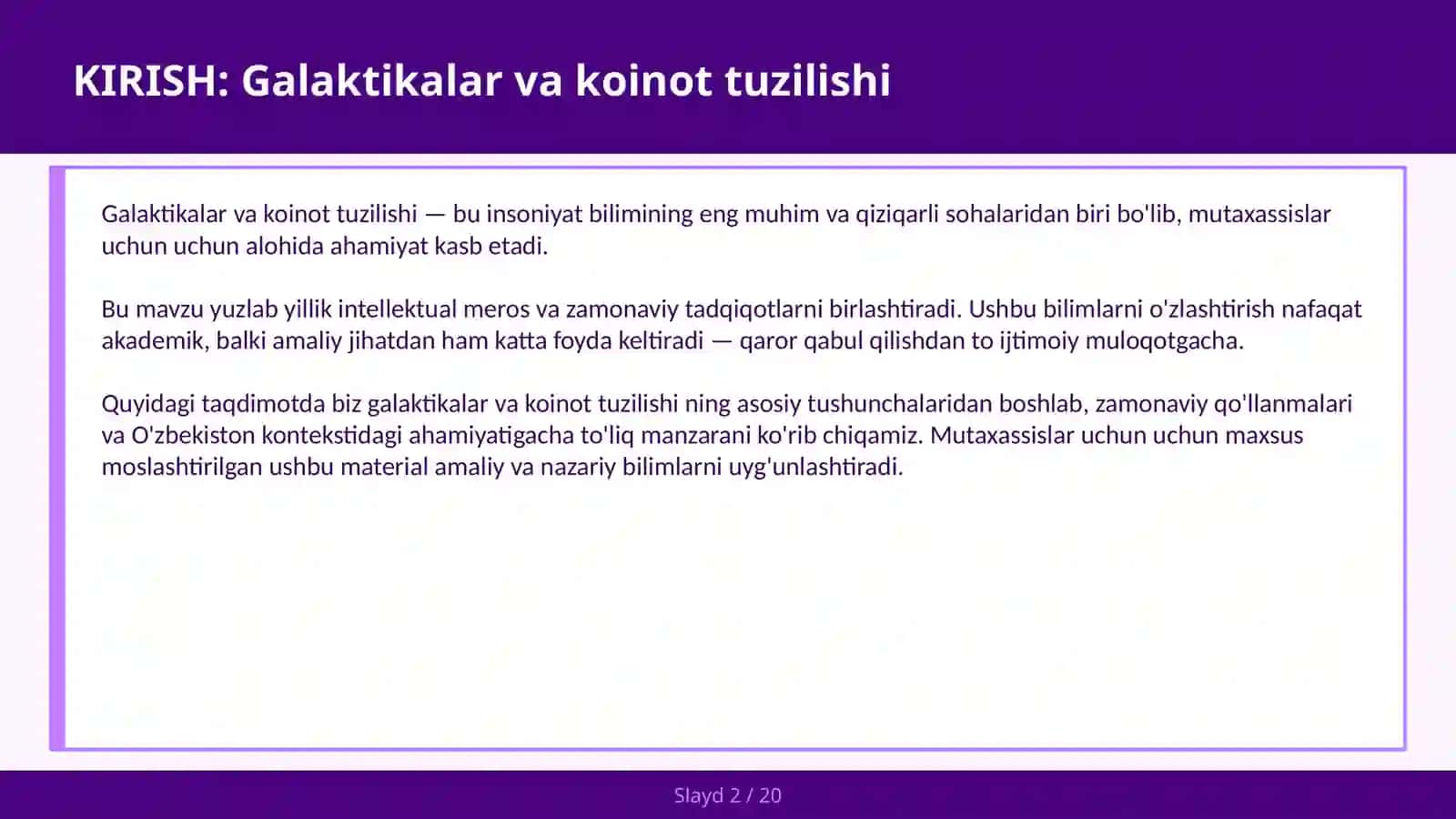 GALAKTIKALAR VA KOINOT TUZILISHI 2