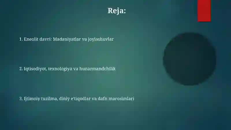 Õrta Osiyoda eneolit davri Arxeologik yodgorliklari 2