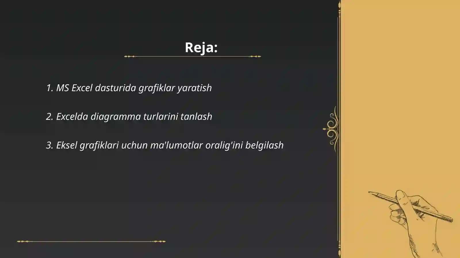 MS EXCEL dasturida grafik maʼlumotlar bilan ishlash 2