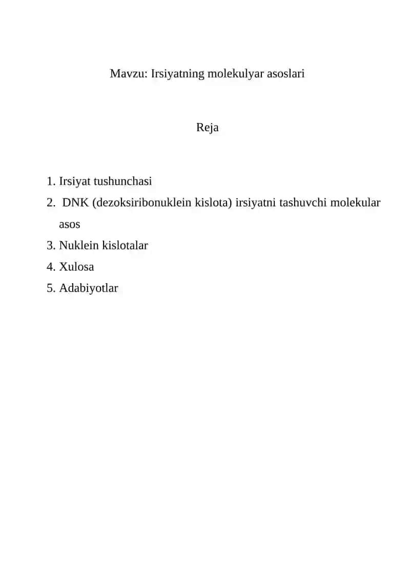Irsiyatning molekulyar asoslari 2