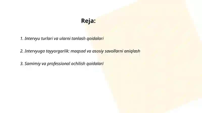 Intervyu olish va intervyu berish qoidalari 2