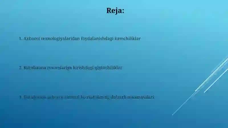 Kutubxona axborot faoliyati xizmat kórsatishning hozirgi muammolari 2