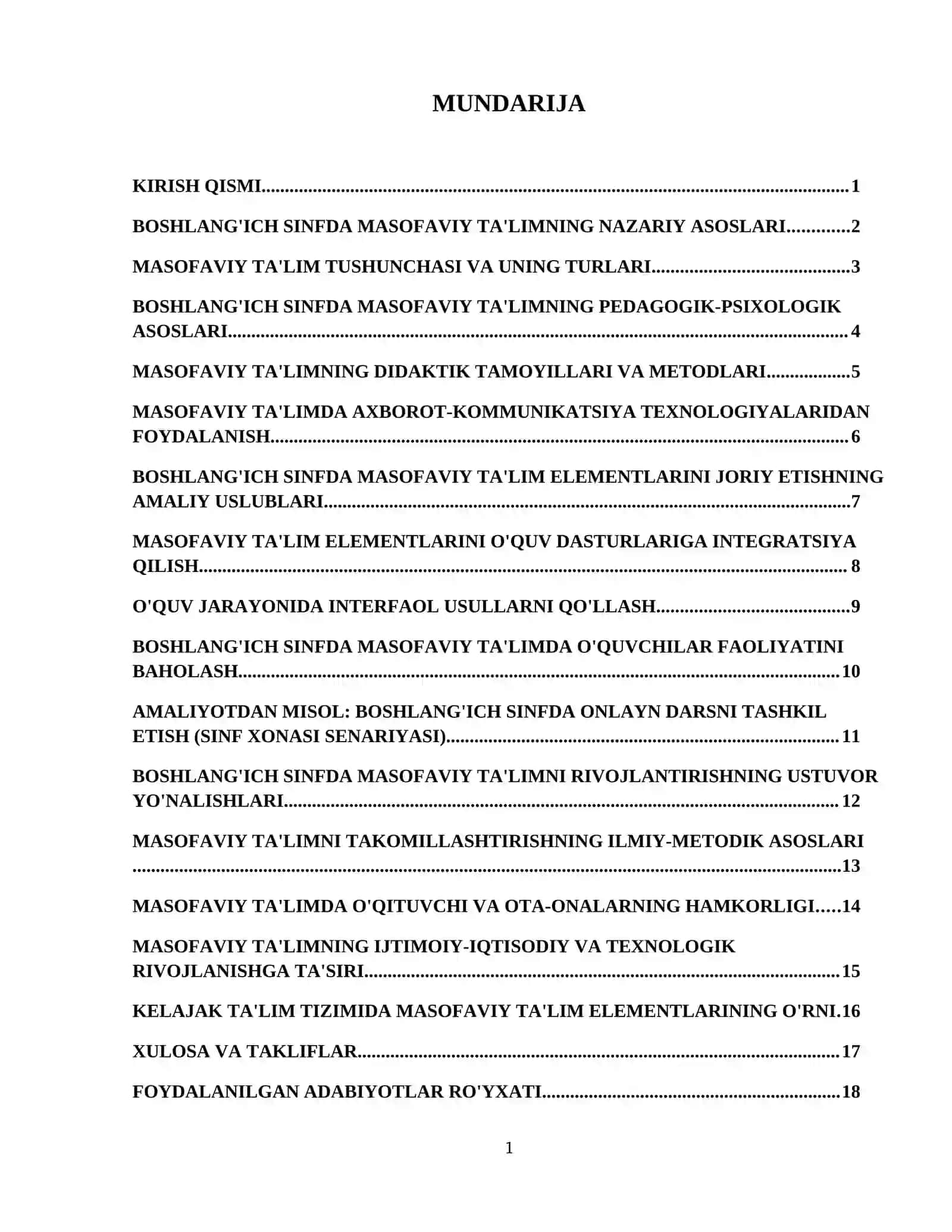 Boshlangʻich sinfda masofaviy taʼlim elementlarni qoʻllash imkoniyatlari. 2