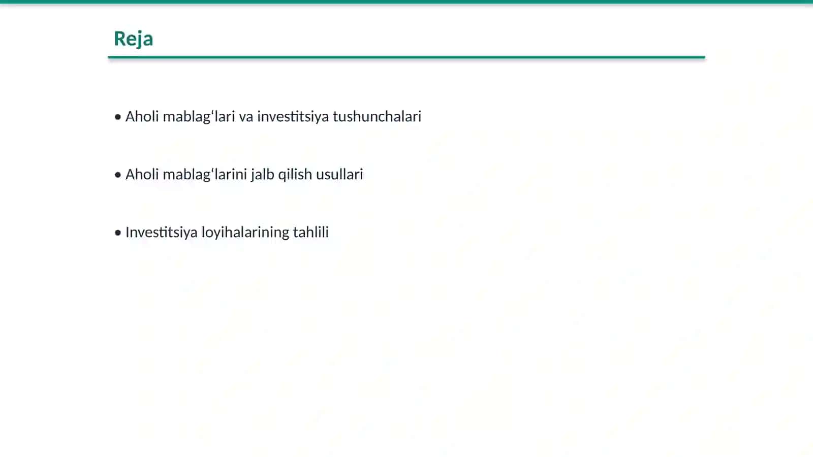 Aholi mablagʻlarini investitsiya moliyalashtirishga yoʻnaltirish 2