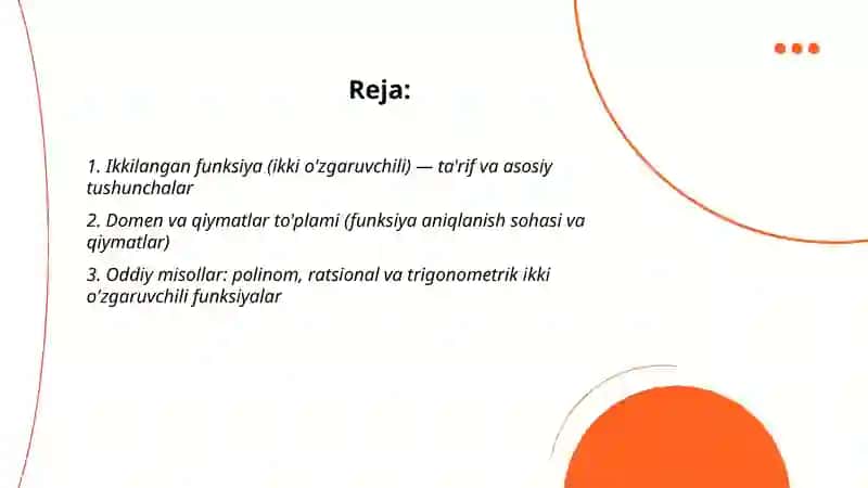 Ikkilangan funksiyalar 2