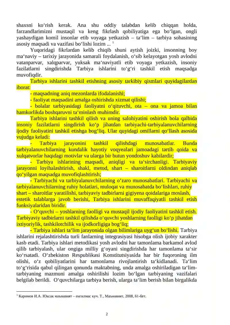 Tarbiya Fanining Predmeti, Maqsad va Vazifalari 2