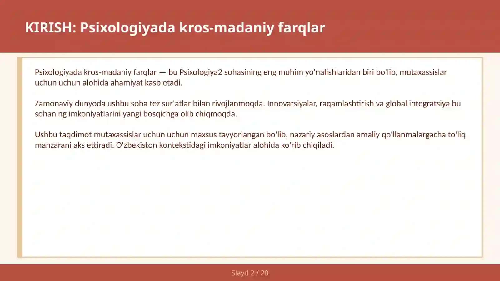 Psixologiyada KROS-MADANIY FARQLAR 2