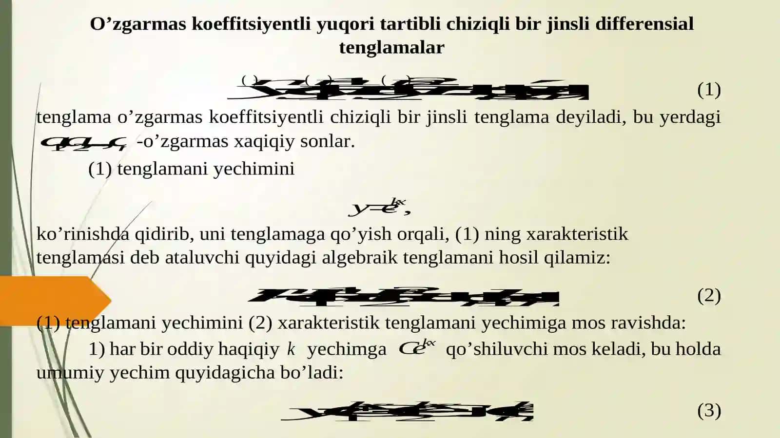 O’zgarmaskoeffitsiyentliyuqoritartiblichiziqlidifferensialtenglamalar 2