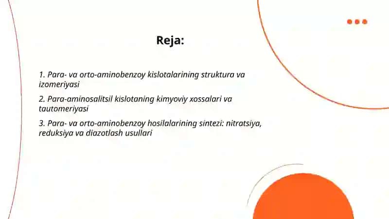 Para- va orto aminobenzoy hamda para-aminosalitsil kislota hosilalari 2