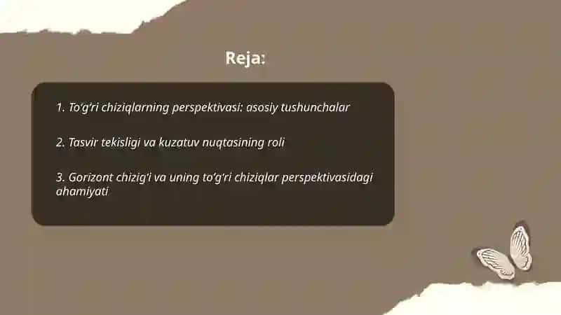Umumiy va xususiy vaziyatdagi toʻgʻri chiziqlarning perspektivasi 2